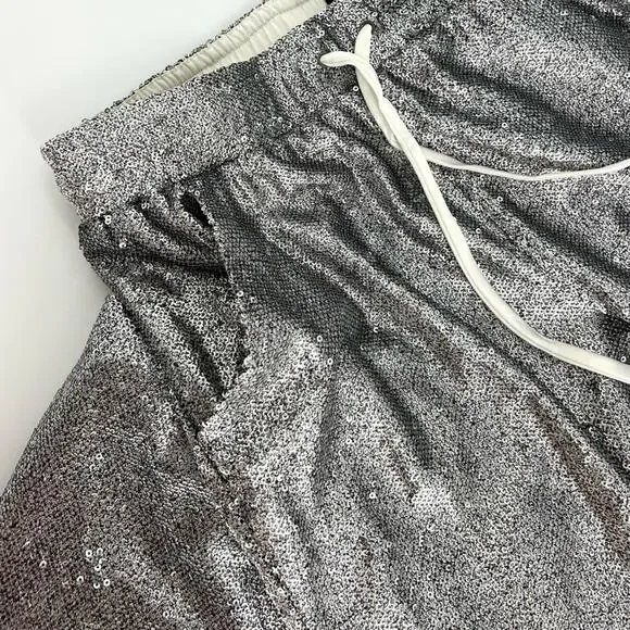 David Lerner Sequin Lounge Joggers Silver S - Picture 6 of 10